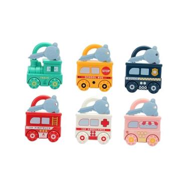 Imagem de Esquirla 6x brinquedo de carro com fechaduras e chaves para crianças, brinquedo montessori de contagem e combinação