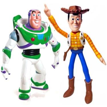 Imagem de 2 Bonecos Woody e Buzz Lightyear 18cm Toy Story Disney na Caixa Presen