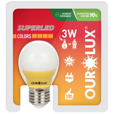 Imagem de Lâmpada Bolinha Colors Amarela de 3 Watts Bivolt - 05433 - OUROLUX