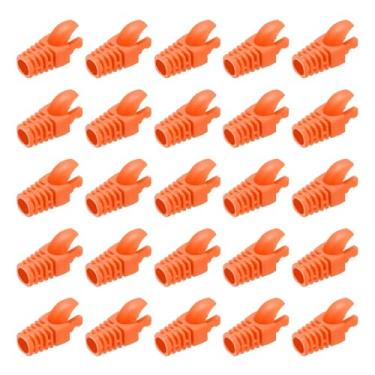 Imagem de PATIKIL Capa de conector RJ45, 200 peças Cat5 Cat5E Cat6 Cat7 capa de inicialização de cabo de rede para laptops, computadores desktop, roteadores, câmeras de rede Smart TV, impressoras, laranja