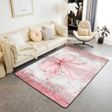 Imagem de Erosebridal Tapete de área com gravata borboleta, 1,78 m x 9,5 cm, para berçário de sala de jogos, estilo princesa romântica, ombré, para meninas e meninos, tapete rústico de madeira sonhadora para