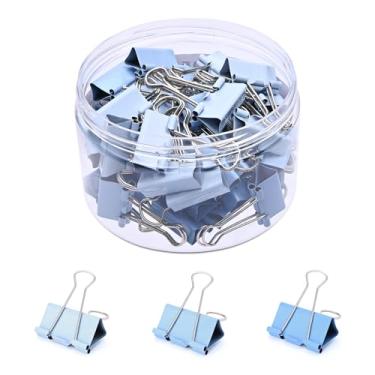 Imagem de Temiary Clipes de fichário estéticos, clipe de fichário de metal pequeno de 2 cm com recipiente de armazenamento transparente, grampos de papelada de encadernação para professores escolares materiais