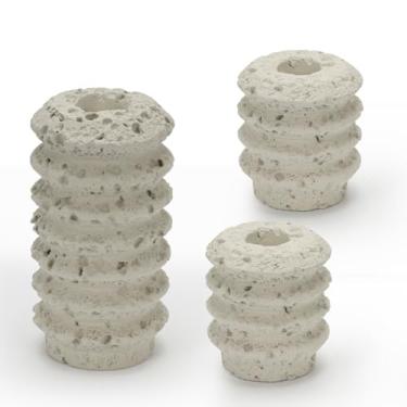 Imagem de Castiçais cônicos de concreto, conjunto de 3 castiçais decorativos de concreto natural para casamentos, festas, mesas de centro de mesa