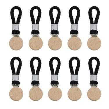 Imagem de Crapyt Grampo de toalhas de pendurar em formato redondo de madeira, corda de trama de sarja espessada, cabides de pano multiuso para pendurar toalhas, bolsas e chapéus em banheiros, quartos e cozinhas