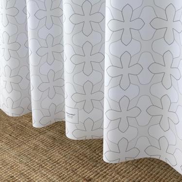 Imagem de onesevennine Cortina de chuveiro de designer coreana – Sem costura, resistente à água (180 cm L x 208 cm C) - Inclui 12 ganchos de plástico para fácil configuração