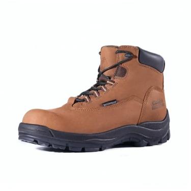 Imagem de Golden Retriever Botas de trabalho masculinas com bico de aço de 15 cm, à prova d'água, antiderrapante e resistente a óleo, Coolmax, confortável, ASTM F2413-18 EH G6855, G6855-wide dourado claro, bico