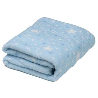 Imagem de Cobertor Jolitex Bebê Baby Super Soft Relevo Estampado Azul 0,80x1,10m