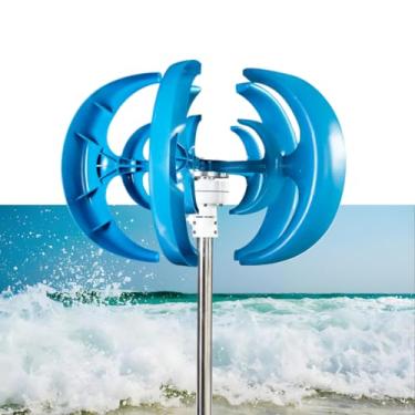 Imagem de 12v,Gerador Eólico Vertical de 8000W 3-Fases, 12V 24V 48V. A Turbina Eólica Pode Iniciar-se Com a Brisa e Adaptar-se ao Vento a 360°, Não É Necessário Sistema de Yaw.