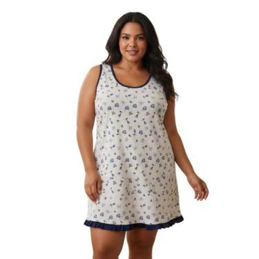 Imagem de Camisola Regata Feminina Plus Size Estampa Floral Confortável Camisão 