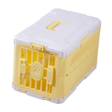 Imagem de Gralara Caixa de transporte para gatos e cachorros, dobrável, para viagem, para gatos, cachorros pequenos, gatinhos e filhotes, Amarelo Branco