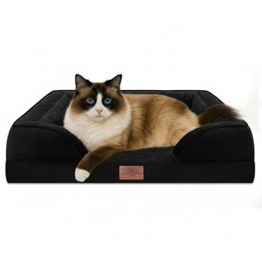 Imagem de Comfort Expression Sofá-cama ortopédica impermeável de espuma ortopédica para cães pequenos, cama confortável para animais de estimação com capa removível lavável e fundo antiderrapante (PP, preto)