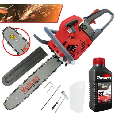 Imagem de Motosserra Motorsserra Profissional Vulcan VSL550P À Gasolina 2T 55cc 3,35HP de Potência, Robusta e de Alta Performance + ÓLEO LUBRIFICANTE TOYAMA 2T