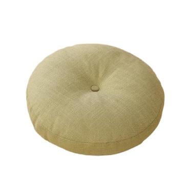 Imagem de pufe Almofada de tecido redondo futon linho espessado almofada chão japonesa(Green,50x50x13cm)