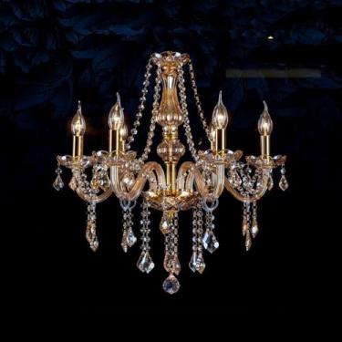 Imagem de Lustre de cristal com 8 velas, vidro âmbar, dourado, estilo country francês, para sala de estar, luminária pendente estilo fazenda, para sala de jantar, sala de estar, quarto, cozinha, ilha,