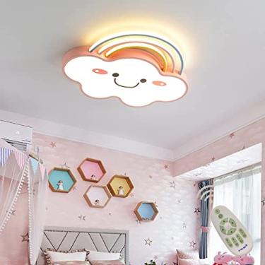 Imagem de Luminária de teto LED para quarto infantil, luminária de teto decorativa em acrílico para quarto de meninos e meninas com controle remoto, luminária de teto com design de nuvem para sala de