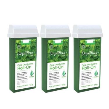 Imagem de Kit 3 Refil Ceras Depilação Hortelã Refil Roll On Depilatória Depilfla
