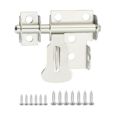 Imagem de Trava de parafuso deslizante, dupla face, barril, parafusos, fechaduras de segurança de aço inoxidável com orifício de cadeado para porta interna, banheiro, porta de celeiro, cerca, porta de garagem