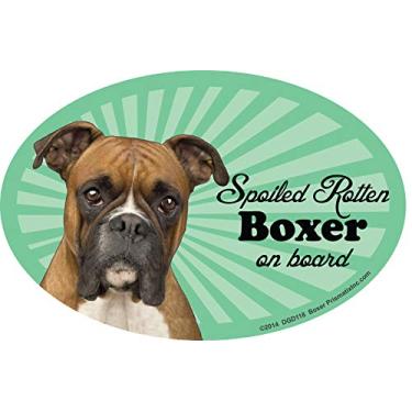 Imagem de Ímãs de carro Boxer: Spoiled Rotten Boxer - Oval 15 cm x 10 cm Auto/Caminhão/Geladeira/Caixa de Correio (decalques de carro engraçados, ímã de cachorro, boxer)