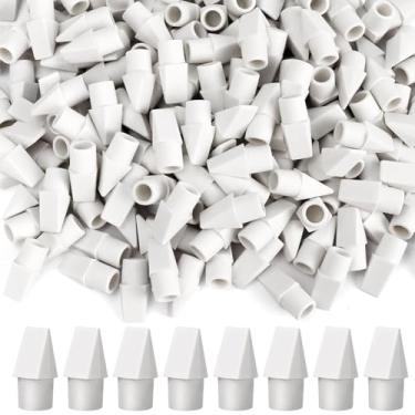 Imagem de PRALB 200 peças de tampas de borracha brancas acinzentadas - borrachas compactas com ponta de bala para casa, escola e escritório essenciais