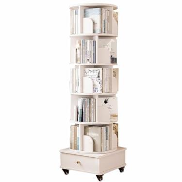 Imagem de Prateleira giratória removível de 360° Prateleiras multifuncionais para uso doméstico. Material espesso, resistente e estável. Adequado para sala de estar, quarto, escritório, sala de aula (branca, 46