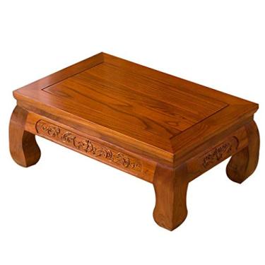 Imagem de Mesas quadradas para casa mesa de chá de madeira maciça tatami japonês janela baía mesa sala de estar mesa baixa mini mesa de computador (cor: vermelho, tamanho: 60 60 30 cm) (vermelho 50 * 50 * 30 cm