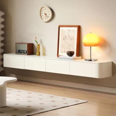 Imagem de Prateleiras montadas na parede de 78,7/220.0 cm, suporte flutuante para TV, branco, console de mídia de entretenimento, comumente usado como prateleira de parede em salas de estar e cama, branco - 200