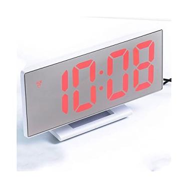 Imagem de Despertadores infantis despertador digital relógio de mesa relógio de mesa com tela LED despertadores para quarto de criança função soneca decoração de casa, vermelho para quarto de dormir, cabeceira,