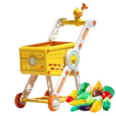 Imagem de Carrinho De Compras De Brinquedo, Carrinho De Supermercado Brinquedo Com Comida De Brincar, Interativo Role Play Para Bebes Meninas Festas Aniversario Estudantes Jardim Infancia