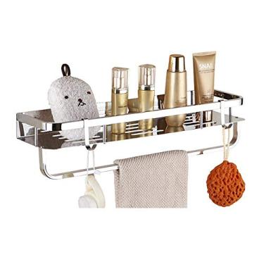 Imagem de Toalheiro montado na parede toalheiro de banheiro prateleira de aço inoxidável barra toalheiro com ganchos suporte rack de armazenamento para banheiro cozinha hotel-B-40 cm (B)