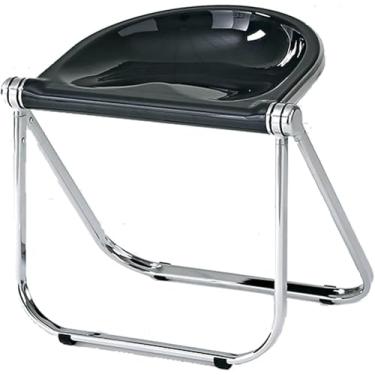 Imagem de Cadeira Dobrável De Acrílico, Bancos De Cadeiras De Jantar Cristalino, Bancos De Bar De Cadeira De Jantar Sem Braços De Plástico Engrossado, Para Casa, Escritório, Sala, Black