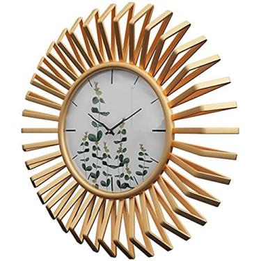 Imagem de ZYHSIJOBAS Relógio de parede dourado mudo silêncio relógio de parede, quartzo em forma de estrela de metal criativo, personalidade moderna, sala de estar, quarto, restaurante, cozinha, 70 cm/27,5