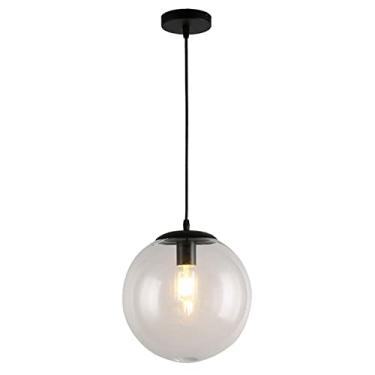 Imagem de WYUYIWH Luz pendente de bola de vidro transparente ajustável para restaurante - 1 luz para cozinha ilha corredor luminária de teto lustre