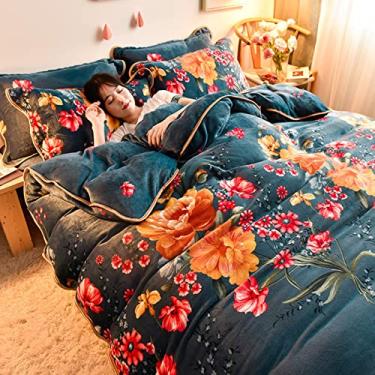 Imagem de Conjunto de capa de edredom de veludo com desenho animado, capa de colcha com zíper oculto, jogo de cama reversível ultra macio para quarto e King 220 x 240 cm (87 x 94 polegadas) (G Twin 150 x 200 cm