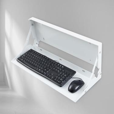 Imagem de Otoolling 1 peça de suporte de parede dobrável para teclado de computador de 61 cm, suporte para mouse e teclado de computador, organizador para apartamentos de escritórios pequenos, fácil instalação