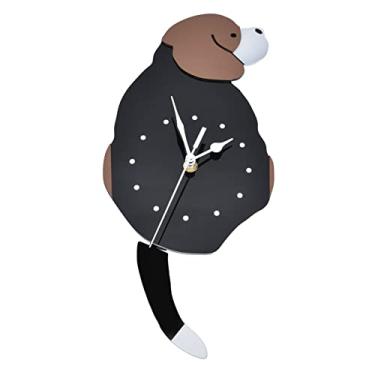 Imagem de Xcello Relógio de parede, relógio de parede autoadesivo com movimento de efeito 3D para cães, relógio de parede silencioso à prova d'água para decoração de parede de sala de estar