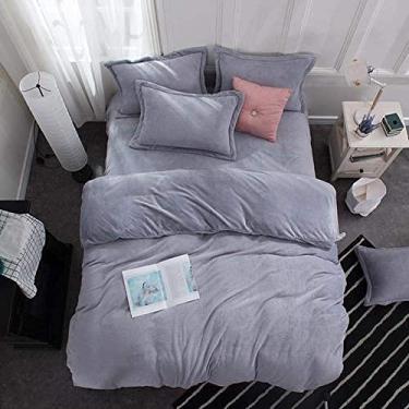 Imagem de Jogo de lençol de flanela de veludo, flanela grossa, dois lados, cor sólida, jogo de cama com capa quente de inverno - Ydl23_Twin Size 3 peças (Ydl25 Twin size 3 peças)