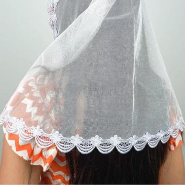 Imagem de Véu Ccb Adulto Renda Guipir Floral Congregação Cristã no Brasil (model