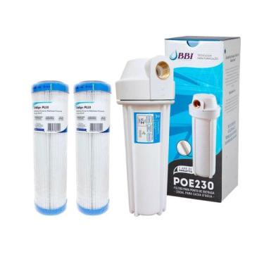 Imagem de Kit 1Filtro De Água 3/4 Caixa Bbi + 2 Refil Lavavel Plissado