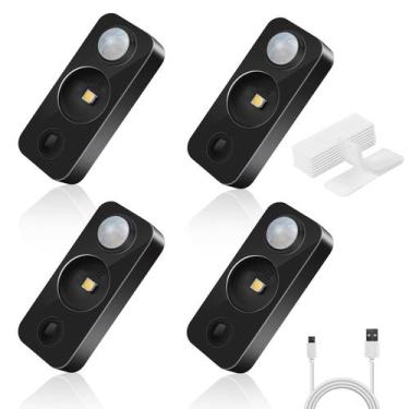 Imagem de Sensor de movimento LED Puck Lights NIEGNOWOO, pacote com 4 unidades
