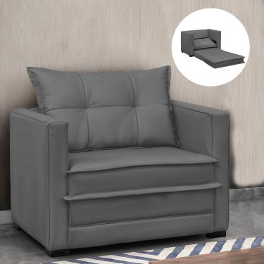 Imagem de Poltrona Cama Retrátil Solteiro Milenni Veludo Chumbo B03 - D'Rossi