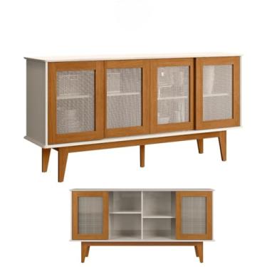 Imagem de Buffet Balcão Detroit 4 Portas MDF Cantinho do Café Luxo com Prateleiras Portas Deslizantes (Nature-Off,3 Portas)