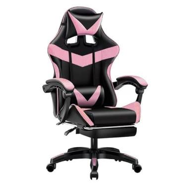 Imagem de Cadeira Gamer Profissional - Design Ergonômico, Reclinação 135° e Suporte Lombar Cadeiras Gamer(ROSA)
