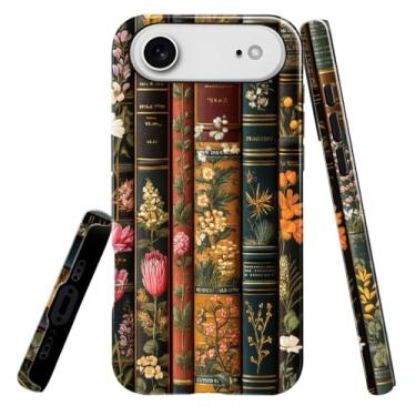 Imagem de heindiy Compatível com iPhone 17 Air, capa brilhante, proteção total, à prova de choque, anti-arranhões, capa de TPU, capas para homem mulher - prateleira de livros vintage escura