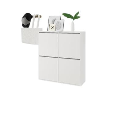 Imagem de Sapateira Organizadora Fechada, Sapateira 4 Portas Suspensa Portas Basculantes para Casa Organizadora(branco)