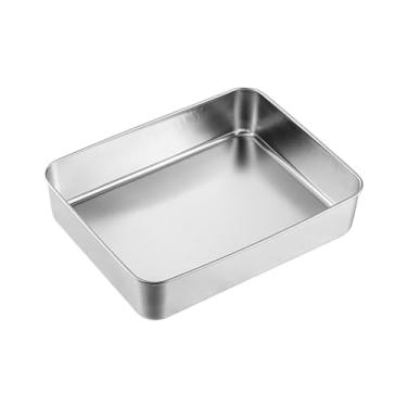 Imagem de Generic Forma para bolo de lasanha, fundo plano e resistente, bandeja lateral funda retangular para brownie, forno torradeira, pão, caçarola de tiramisu, 28x22x6cm