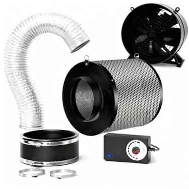 Imagem de MELONFARM Ventilador de duto em linha de 15 cm, 260 CFM com controlador de velocidade E12, exaustor de ventilação para impulsionador de resfriamento, barracas de cultivo, hidroponia (kit de 15 cm)