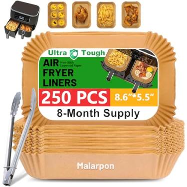 Imagem de Forros descartáveis Air Fryer – 250 peças de papel manteiga para fritadeira de ar dupla Ninja DZ201 DZ401 DZ201A, 20 cm x 14 cm, forros com acessórios Ninja