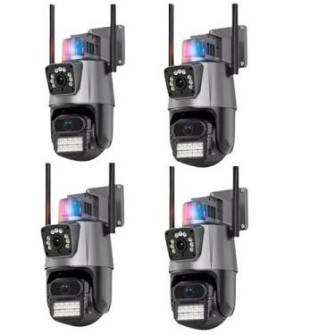 Imagem de KIT Câmera De Segurança Externa Lente IC Dupla Com Sirene Wifi 6mp Full Hd 4K 360graus Visão Noturna(KIT4_Camera_Dupla_Alarme)