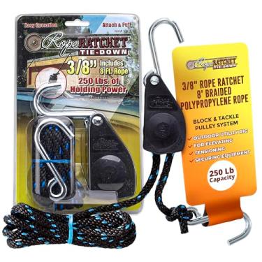 Imagem de Rope Ratchet Sistema de polia de bloco e equipamento de 3/20.3 cm, grua ajustável para equipamentos de elevação, equipamento utilitário externo para elevação, tensionamento, fixação de equipamentos