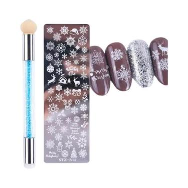 Imagem de Conjunto De Placas De Carimbo Para Unhas Com Geometria Floral, Pincel 